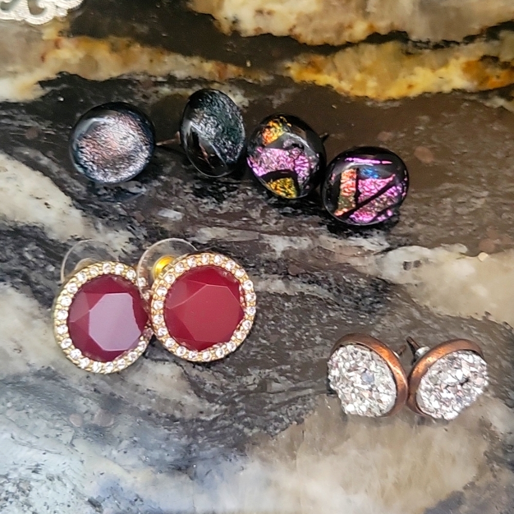 Stud earrings - 4 sets total